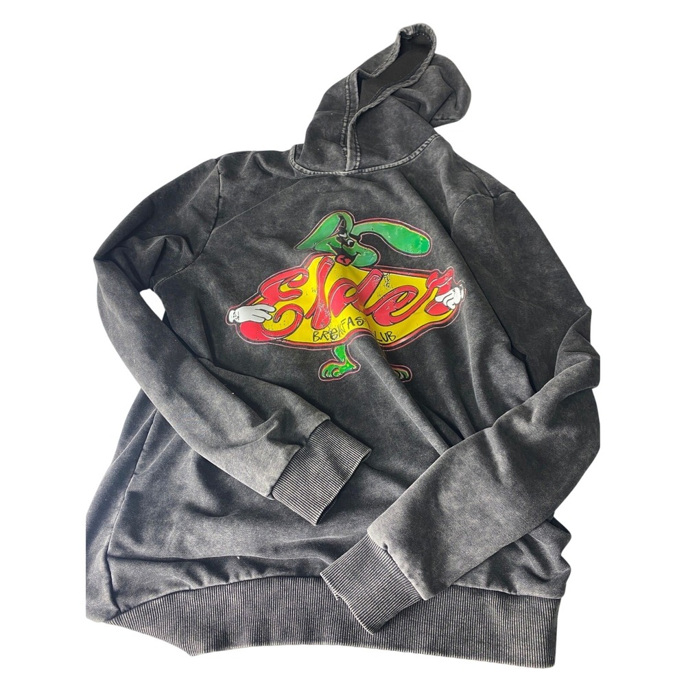 Sidemen Breakfast Club‎ Acid Wash Black Graphic Hoodie Men's Small Streetwear